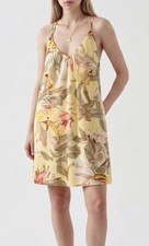 White House Black Market Tropical Floral Dress Sz 8 Tassels Strappy Lined NEW