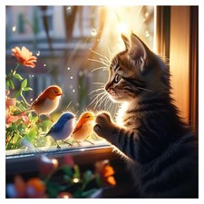 Cat Diamond Art Kits for Adults,5D Bird Diamond Art Painting Kits for Beginne...