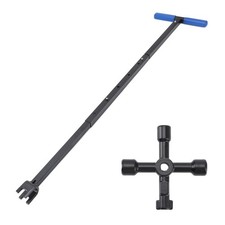 37 Inch Adjustable Steel THandle Water Meter Key Shut Off Tool 4Way Blue
