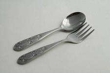 Vintage Sanitoy Stainless Steel Korea Baby Fork Spoon 1673
