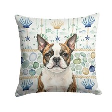 Caroline's Treasures Brindle Boston Terrier Coastal Sea Glass Throw Pillow