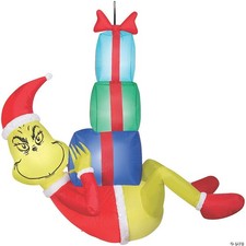 Gemmy Ss114463g 48 In. Blow Up Inflatable Hanging Grinch Outdoor Yard Decoration