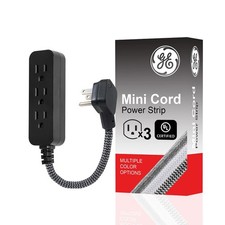 GE 3-Outlet Power Strip Extension Cord with Multiple Outlets 6 Inch Braided Shor