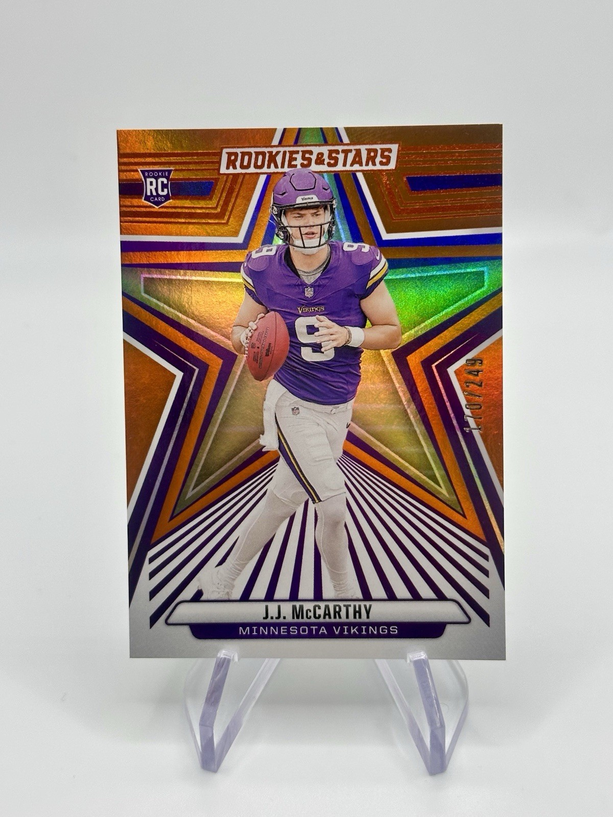 2024 Panini Rookies & Stars J.J. McCarthy #135 RC Orange /249