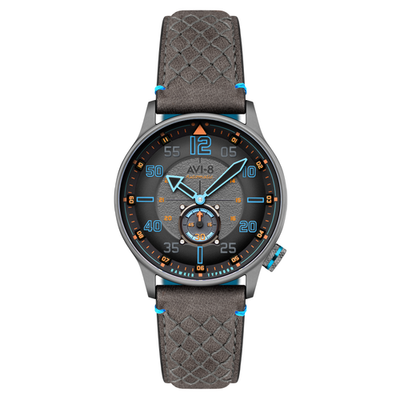 #ad Hawker Typhoon Baldwin Automatic Grey Gray Leather Grey Dial Wristwatch AV 4 $199.00