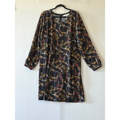 LOFT Plus Womens Black Floral Long Sleeve Shift Dress Size 22