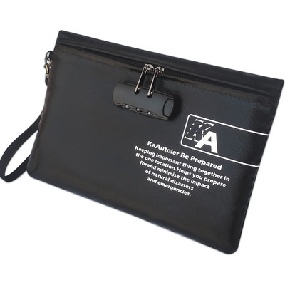 Fireproof Money Bag with Lock Fireproof and Waterproof Cash Bag with Zipper C...