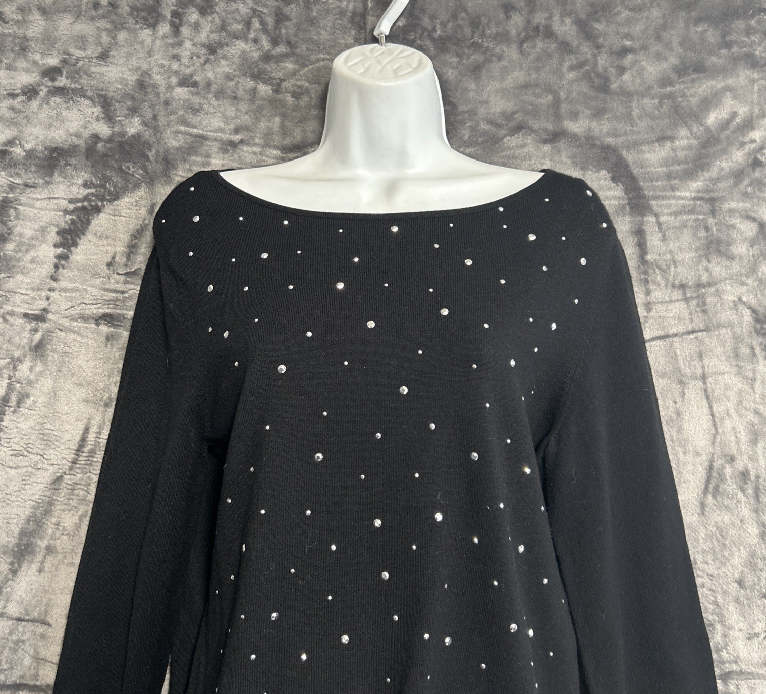 Ruby Rd  Women Medium Black Pullover Top Rhinesto… - image 2