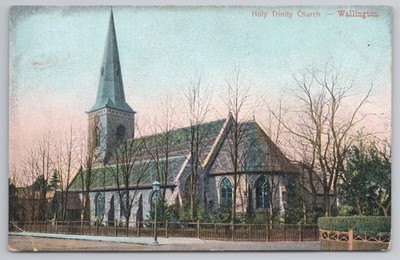 Wallington Holy Trinity Kirche Postkarte 1908 verschickt Sutton Surrey religiös