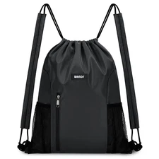 WANDF Drawstring Backpack with Shoulder Pad Sports Gym Backpack with Mesh Poc...