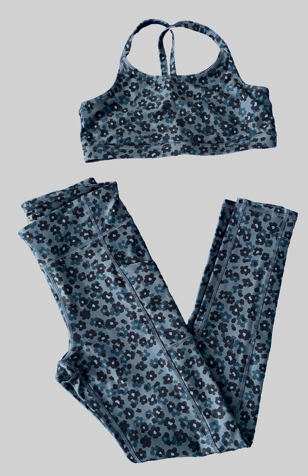 Gap Kids Girls 14 Gapfit Leggings & Sports Bra Set Blue Floral WORN ONCE