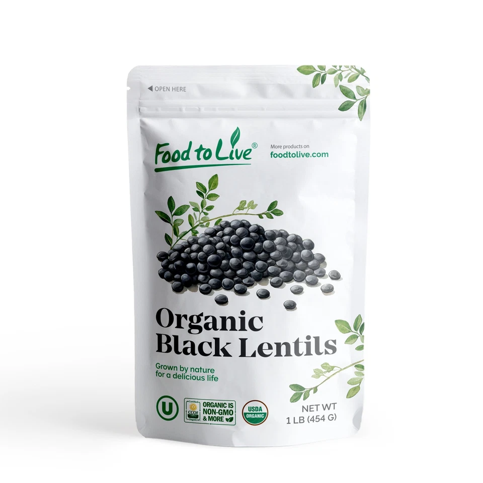 Lentejas negras orgánicas - sin OGM, kosher, crudas, veganas - de Food To Live Foto 2 de 4