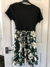 LADIES - Black Green Short Sleeve Dress - SHEIN - Size 16 - BX105