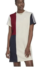 Adidas Women's Short Sleeve Color-block Crew Neck Tee Shirt Dress T-Shirt Size S
