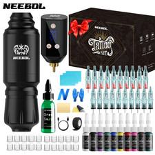 Wireless Tattoo Pen Machine Complet Kit with 1500mAh Power Supply 20Pcs Needles