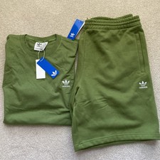 Adidas Men s Trefoil Outfit Tee And Shorts Olive Green XXL 2XL New With Tags