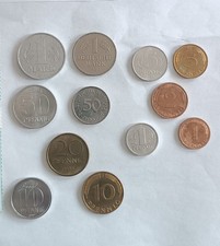 Vereinigungs -Satz  Original M&uuml;nzen Ost und West Mark + K&uuml;hlschrank Magnet