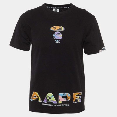 Aape A Bathing Ape Black Graphic Logo Print Jersey Small AAPE Head TShirt M