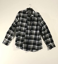 Van Heusen Flex Mens Tall Fit Bk Gray Blue Plaid Lng Sleeve Shirt XL 17-17 1/5