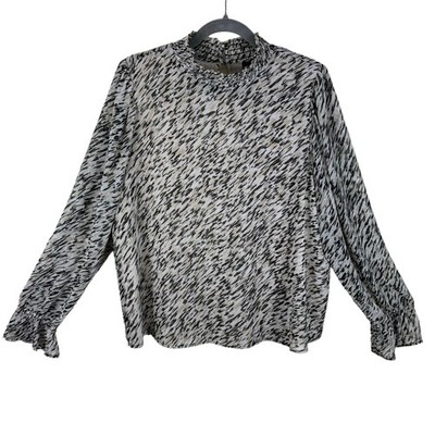 Halogen Multicolor Long Sleeve Mock Neck Lightweight Lined Blouse Size XL