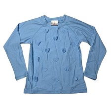 Hanna Andersson Heart Rash Guard Swim Top Girls Light Blue Long Sleeve Size 5