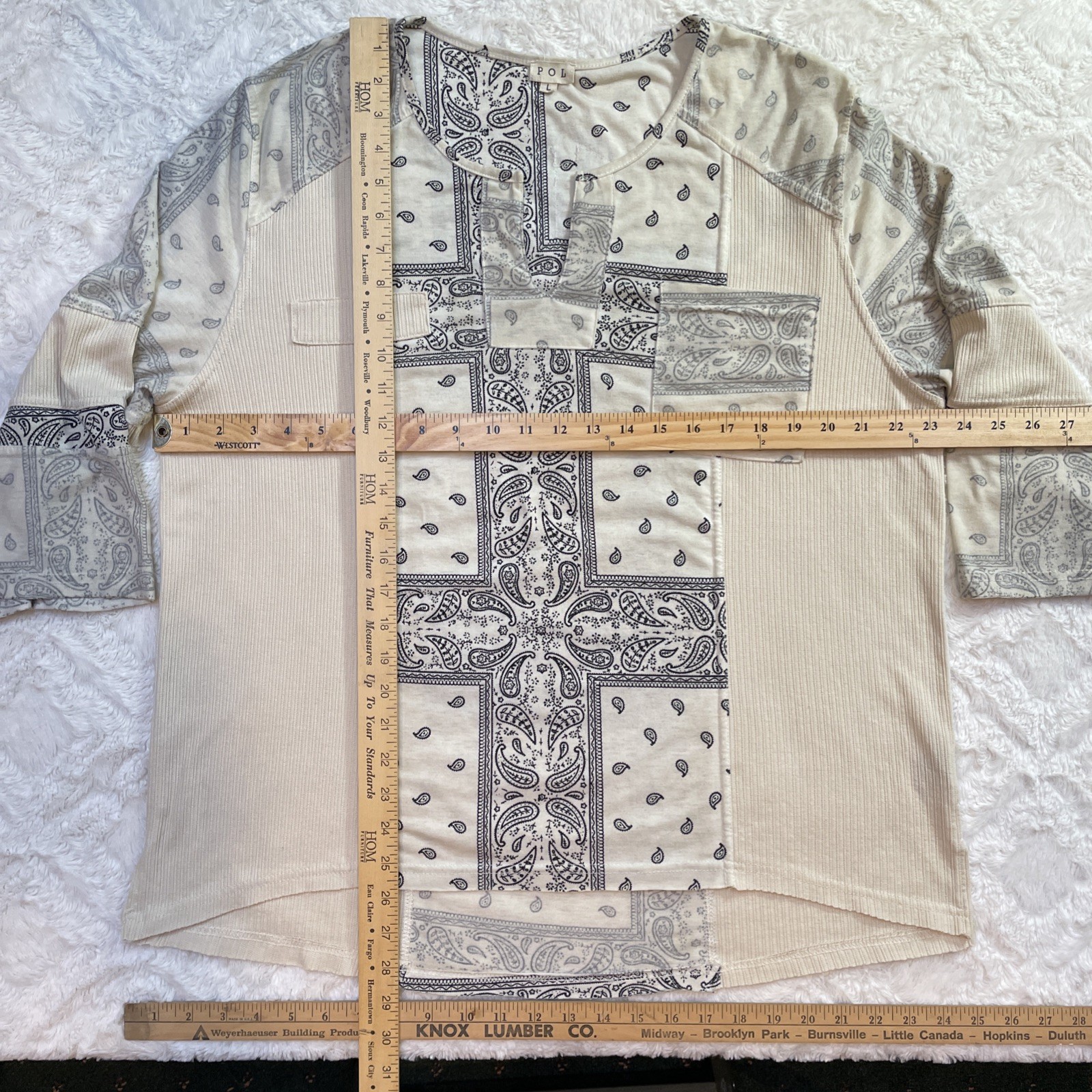 POL Women’s Oversized Patchwork Knit Pullover Top… - image 6