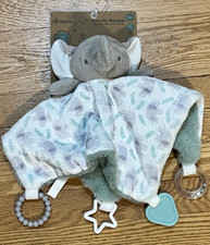 Dream Gro Elephant Activity Blankie Lovey Baby Security Blanket Rattle Teether