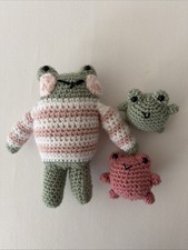 3 Pcs. Custom Handmade Crochet Frog Plush Cute Stuffed Animal New