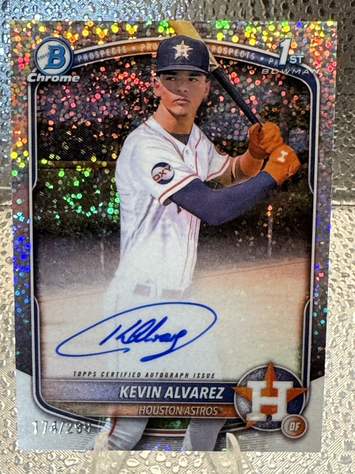 2025 Bowman Chrome Kevin Alvarez 1st Speckle Refractor Auto /299 Astros