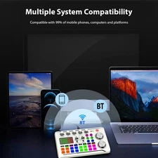 F998 Live Sound Card Audio Interface Voice Changer For Streaming Podcasting J4H7