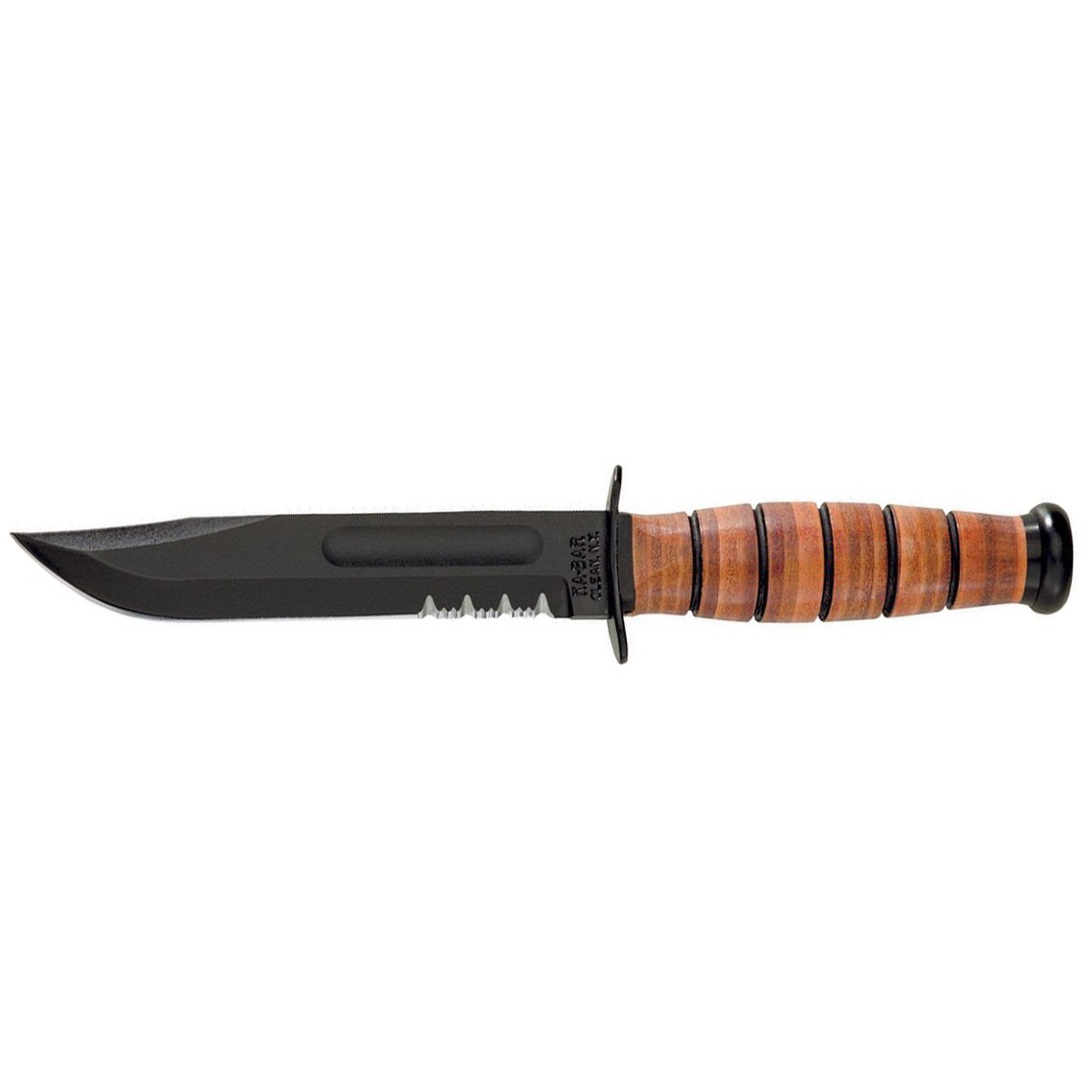 KA-BAR US Army Fighting Knife Fixed Blade 7" Serrated 1095 Carbon Steel USA 1219