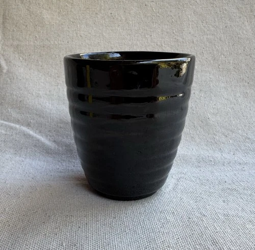 Vintage Bauer Pottery Ringed Barrel Tumbler In Black- SCARCE- Ex Cond