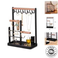 Gift-Ready 4-Tier Jewelry Organizer with Tray   For Necklaces, Rings  More