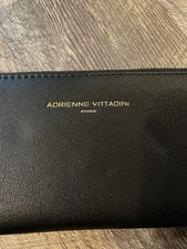 Adrienne Vittadini Studio Black Phone Charging Clutch Wristlet Faux Leather