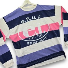 E.N.U.F. Vintage T-Shirt Men's Medium Multicolor Striped L/S Graphic USA made