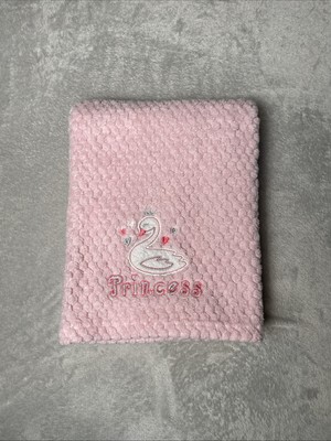 Zak & Zoey Pink Baby Blanket Princess Swan Hearts Waffle Textured Lovey 30''x40''