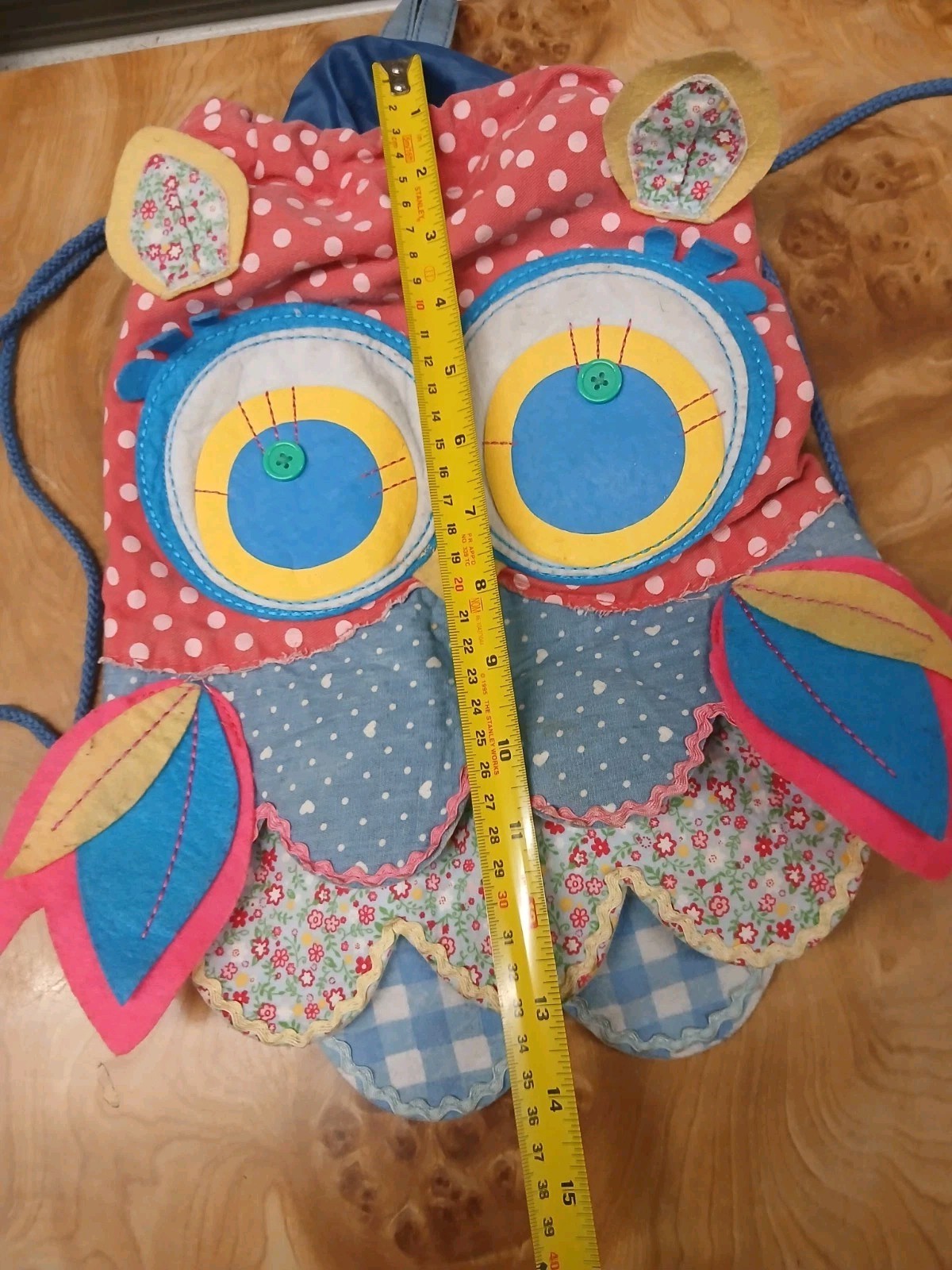 Claire's Club Patchwork Owl Drawstring Backpack P… - image 4