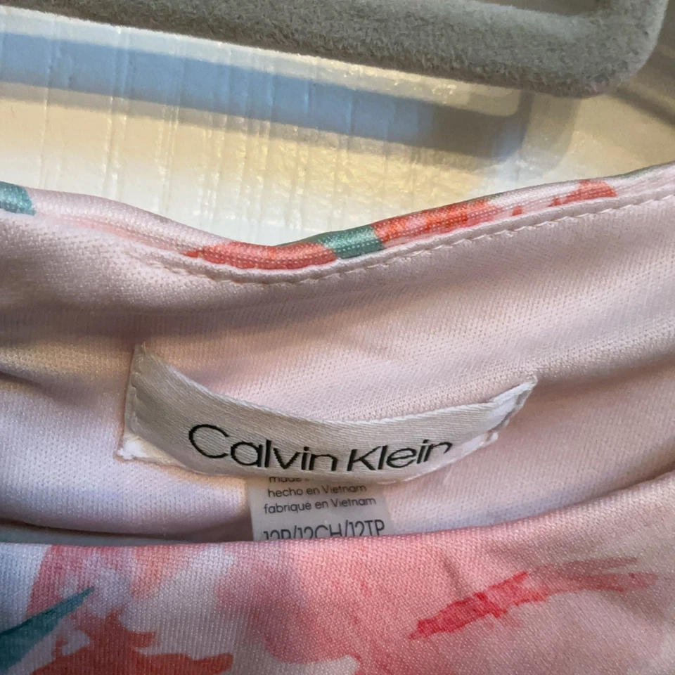 Calvin Klein Sleeveless Starburst Floral Pink Sheath Dress Size 12P petites - Image 2 of 4