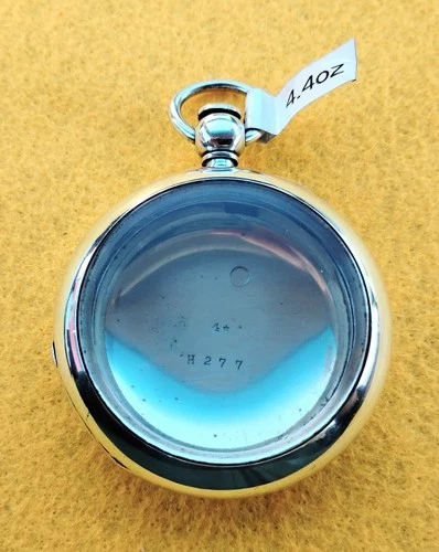 Hard to find Silver 4.4oz antique pocket watch case Amer Waltham key wind 18s