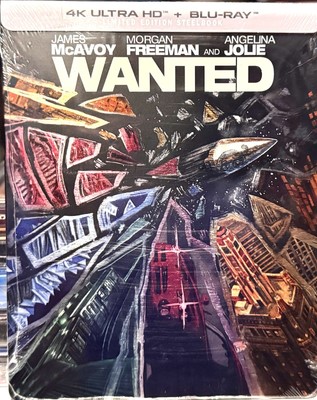 WANTED 2008 STEELBOOK 4K HD BR Limited Edition ACTION CLASSIC w/PROTECTOR MINTY