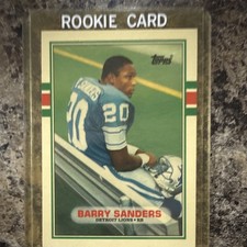Topps 1989 Traded Barry Sanders Rookie Base #83T Detroit Lions NFL Card. rookie card picture
