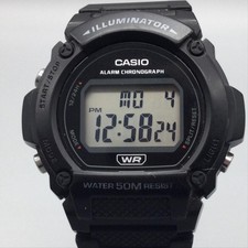 Casio W-219H 3224 Mens Watch 47mm Gray Digital Black 50M WR Alarm Chronograph