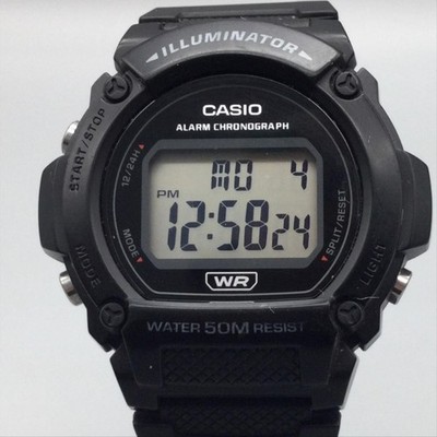 Casio W-219H 3224 Mens Watch 47mm Gray Digital Black 50M WR Alarm Chronograph