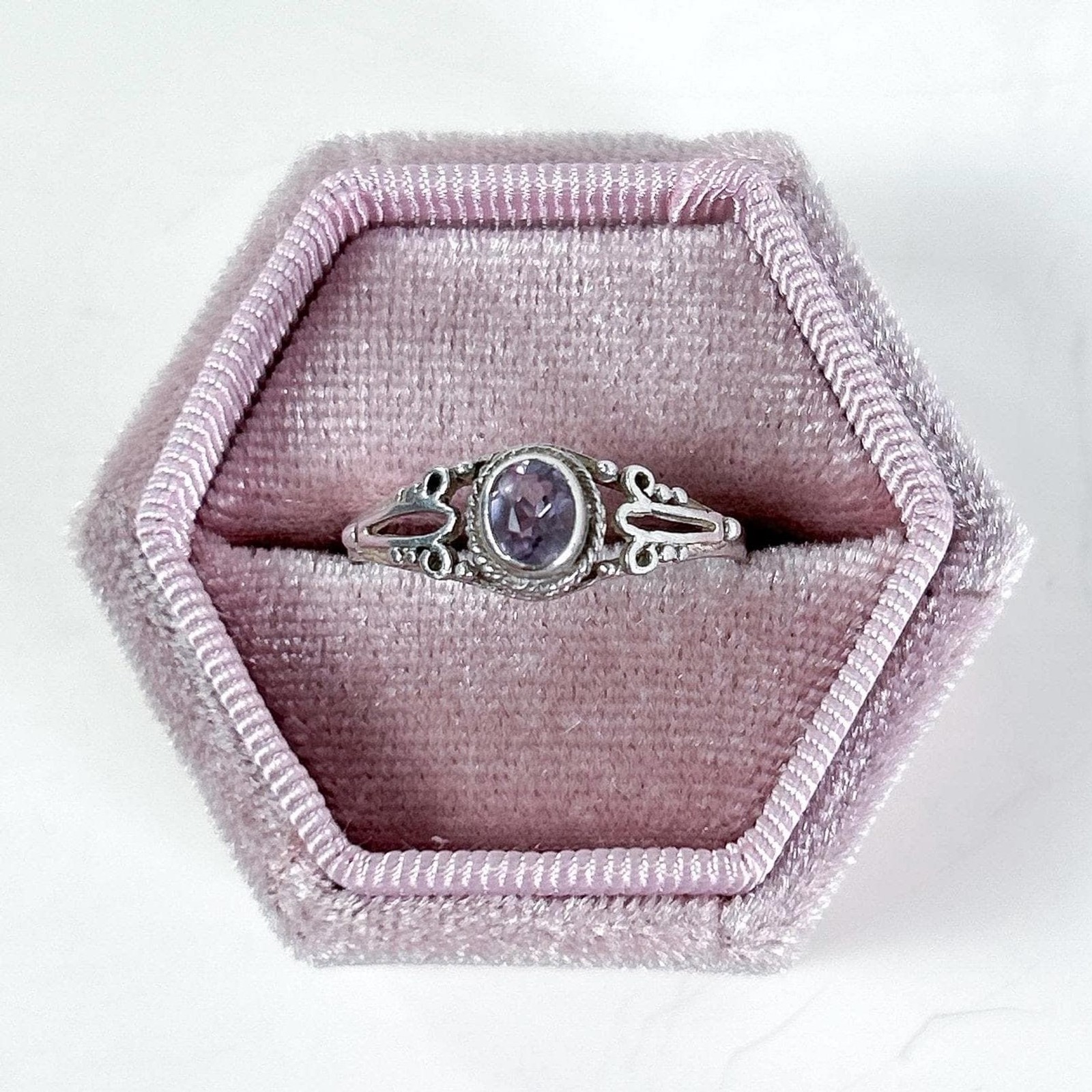 Dainty Violet Gemstone Stacking Ring, Vintage 925… - image 4