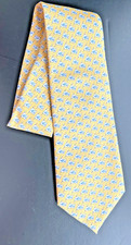 Vineyard Vines Imported Mens Silk Necktie Yellow Blue Flags Fish Shep Ian