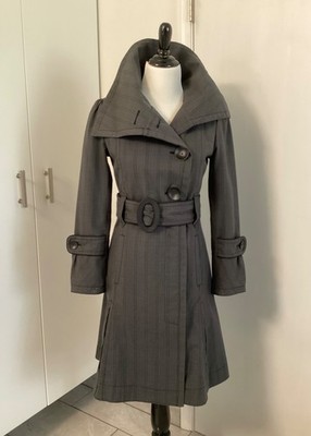 Soia & Kyo Women s XS Flattering Fit & Flare Trench Coat Peacoat Belted Plaid