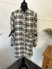 GANNI Check Plaid Linen Silk Blend Shirt Dress S/M BB.C 6580 Oversized Collared