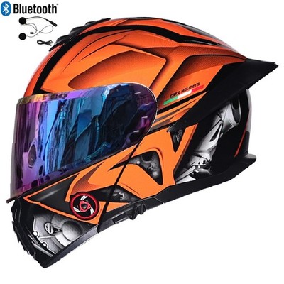 Flip Up Modular Bluetooth Motorcycle helmet Lens Motorbike Full Face Helmet DOT