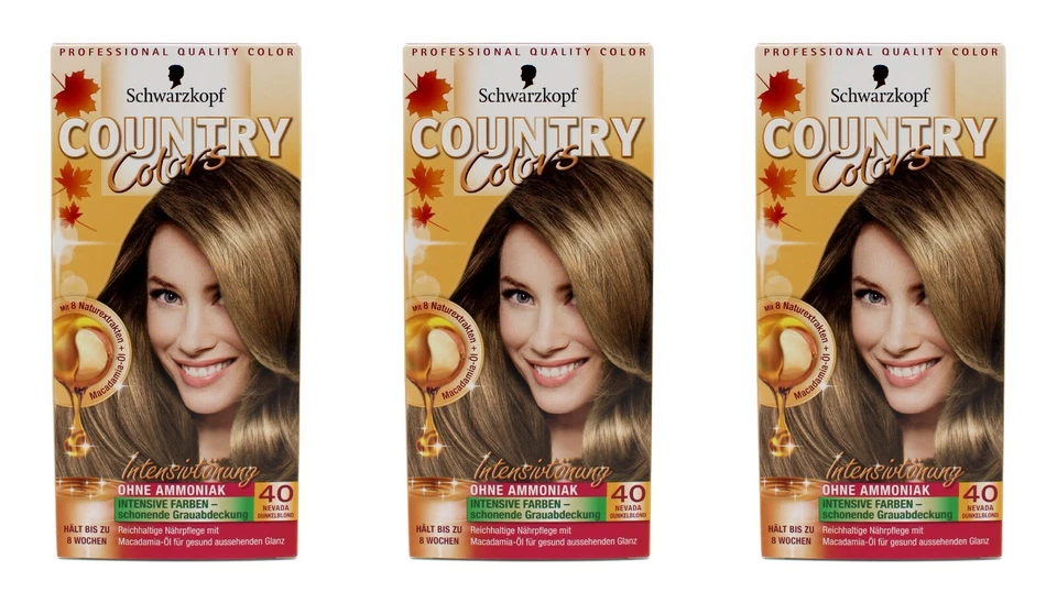 3x Schwarzkopf Country Colors Intensivtönung 40 Nevada Dunkelblond EA539661