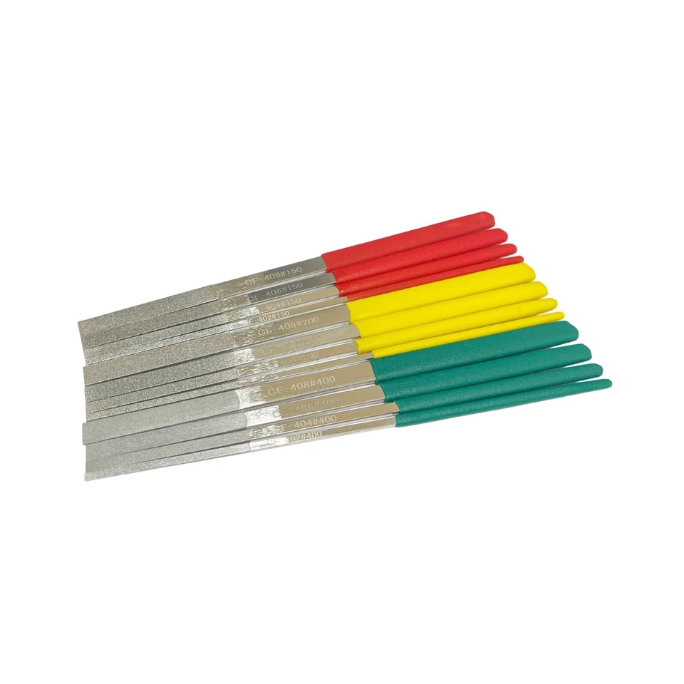 12PC DIAMOND FILE FLAT ROUND HAND TOOLS 140 200 400 GRIT FILES RDGTOOLS - Image 3 of 4